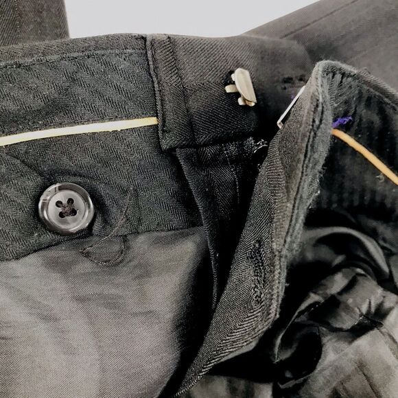 Vanetti Dress Pants Black Stripe 50 52 Pleated Cuffed Mens Le Collezioni - Picture 12 of 12